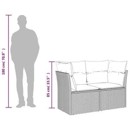Gartensofa mit Kissen 2-Sitzer Schwarz Poly Rattan