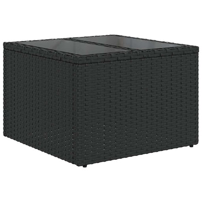 Gartentisch mit Glasplatte Schwarz 55 x 55 x 37 cm Poly Rattan