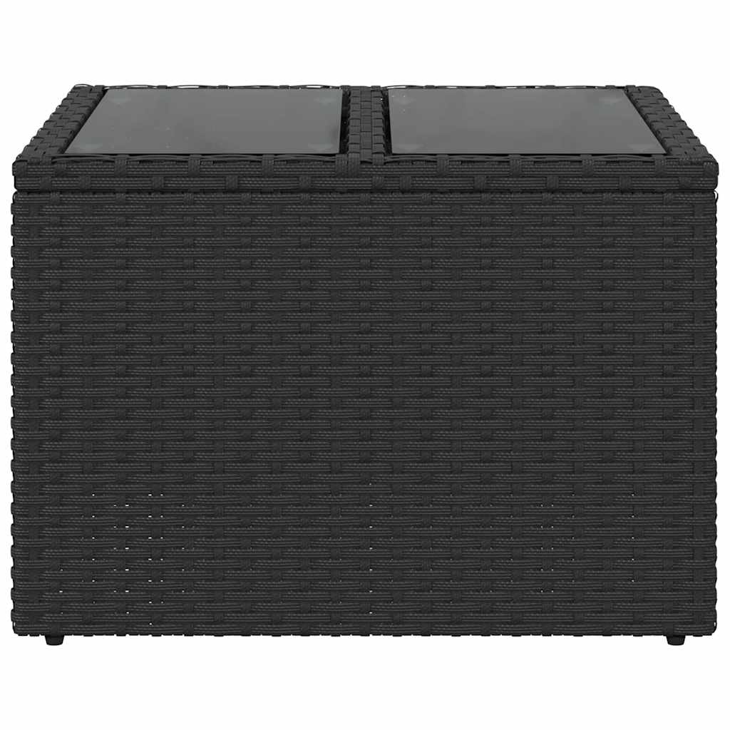 Gartentisch mit Glasplatte Schwarz 55 x 55 x 37 cm Poly Rattan