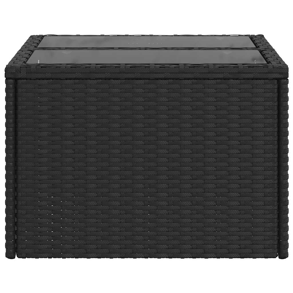 Gartentisch mit Glasplatte Schwarz 55 x 55 x 37 cm Poly Rattan