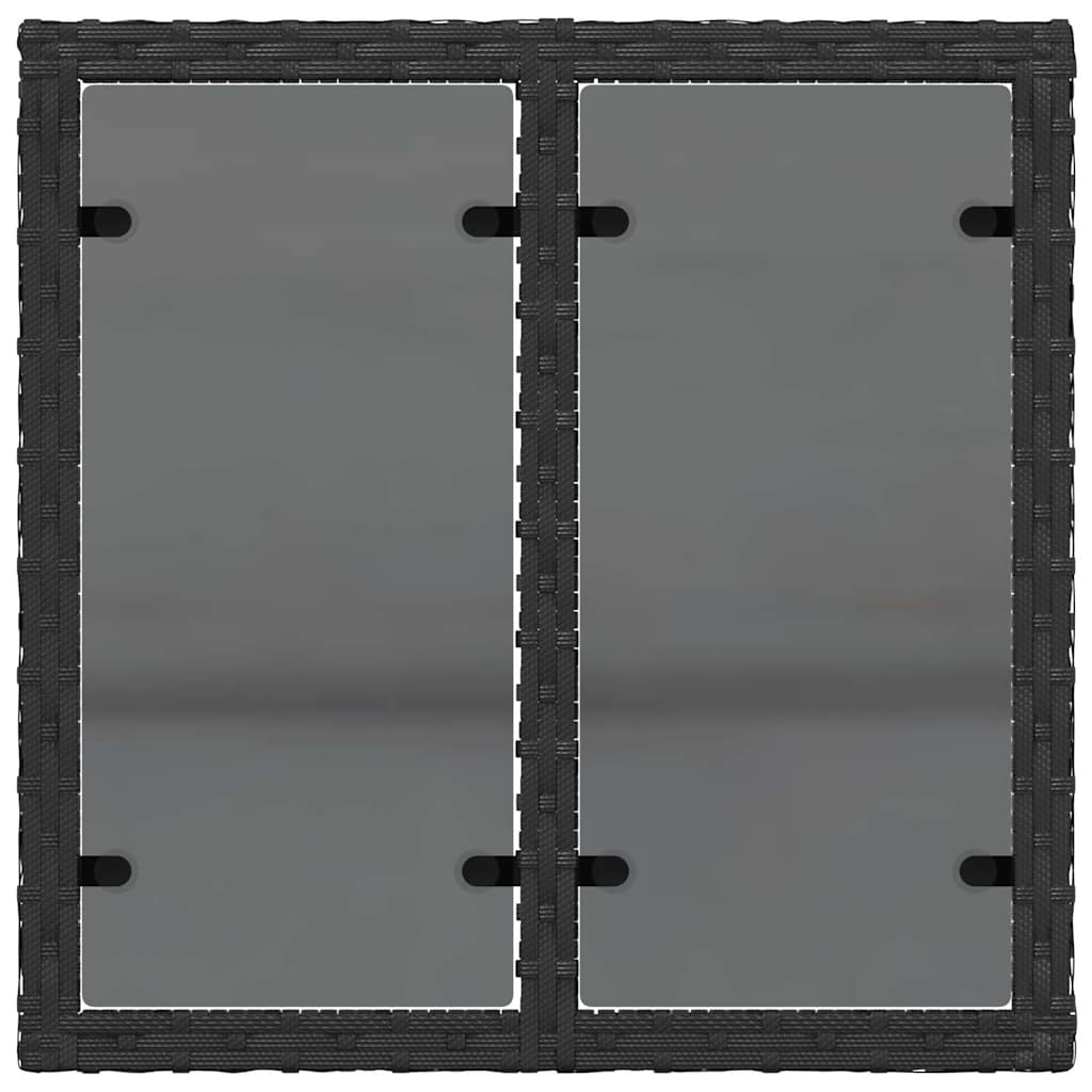 Gartentisch mit Glasplatte Schwarz 55 x 55 x 37 cm Poly Rattan