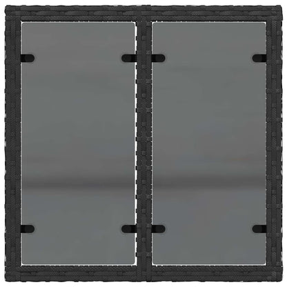 Gartentisch mit Glasplatte Schwarz 55 x 55 x 37 cm Poly Rattan