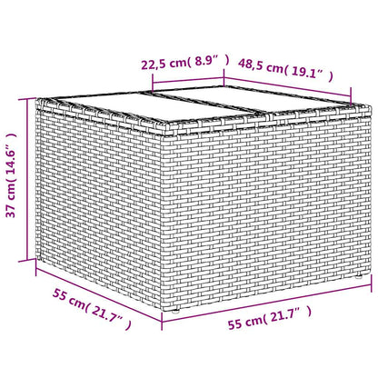 Gartentisch mit Glasplatte Schwarz 55 x 55 x 37 cm Poly Rattan