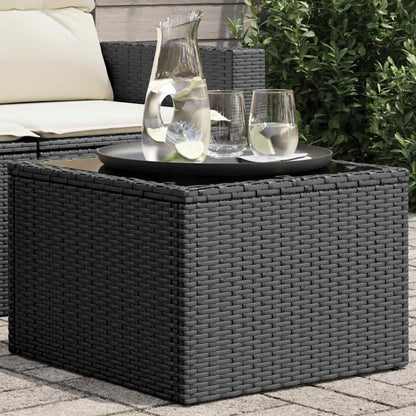 Gartentisch mit Glasplatte Schwarz 55 x 55 x 37 cm Poly Rattan