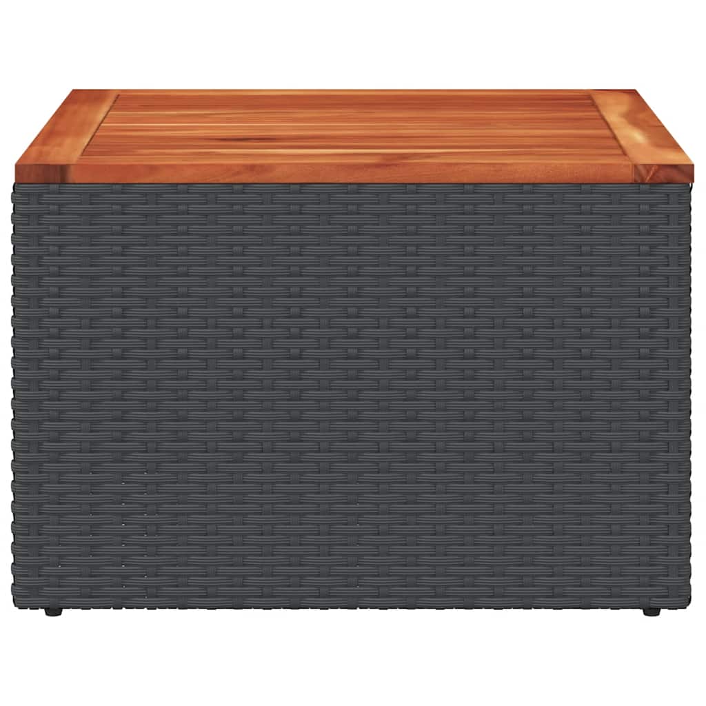 Gartentisch Schwarz 55 x 55 x 37 cm Poly Rattan und Akazienholz