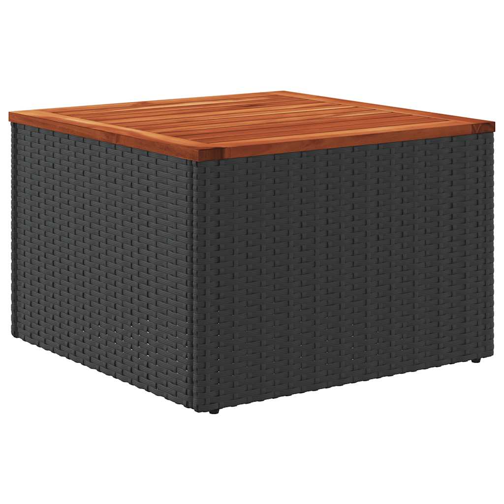 Gartentisch Schwarz 55 x 55 x 37 cm Poly Rattan und Akazienholz