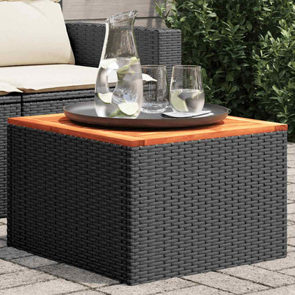 Gartentisch Schwarz 55 x 55 x 37 cm Poly Rattan und Akazienholz