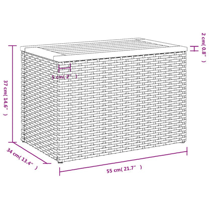 Garten-Beistelltische 2 Stk Schwarz 55x34x37cm Poly Rattan Holz