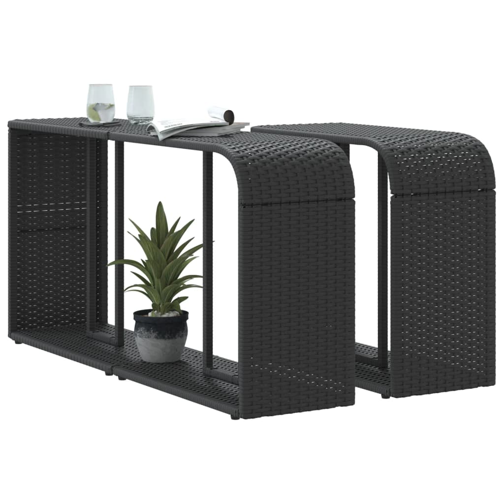 Lagerregale 2 Stk. Schwarz Poly Rattan