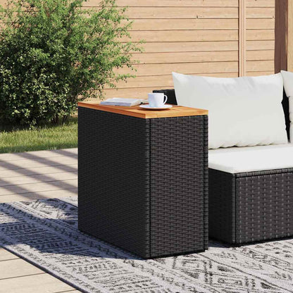 Garten-Beistelltisch mit Holzplatte Schwarz 58x27,5x55 cm