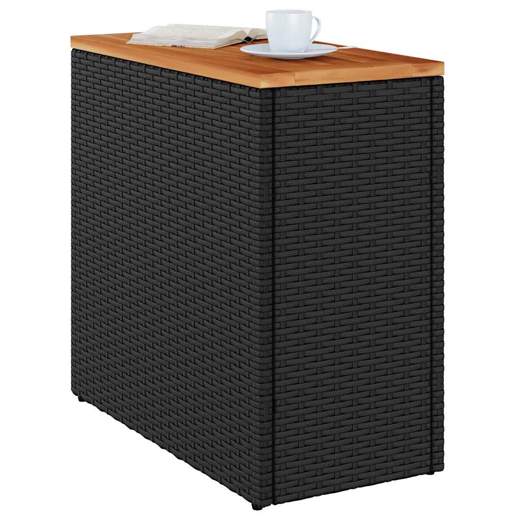 Garten-Beistelltisch mit Holzplatte Schwarz 58x27,5x55 cm