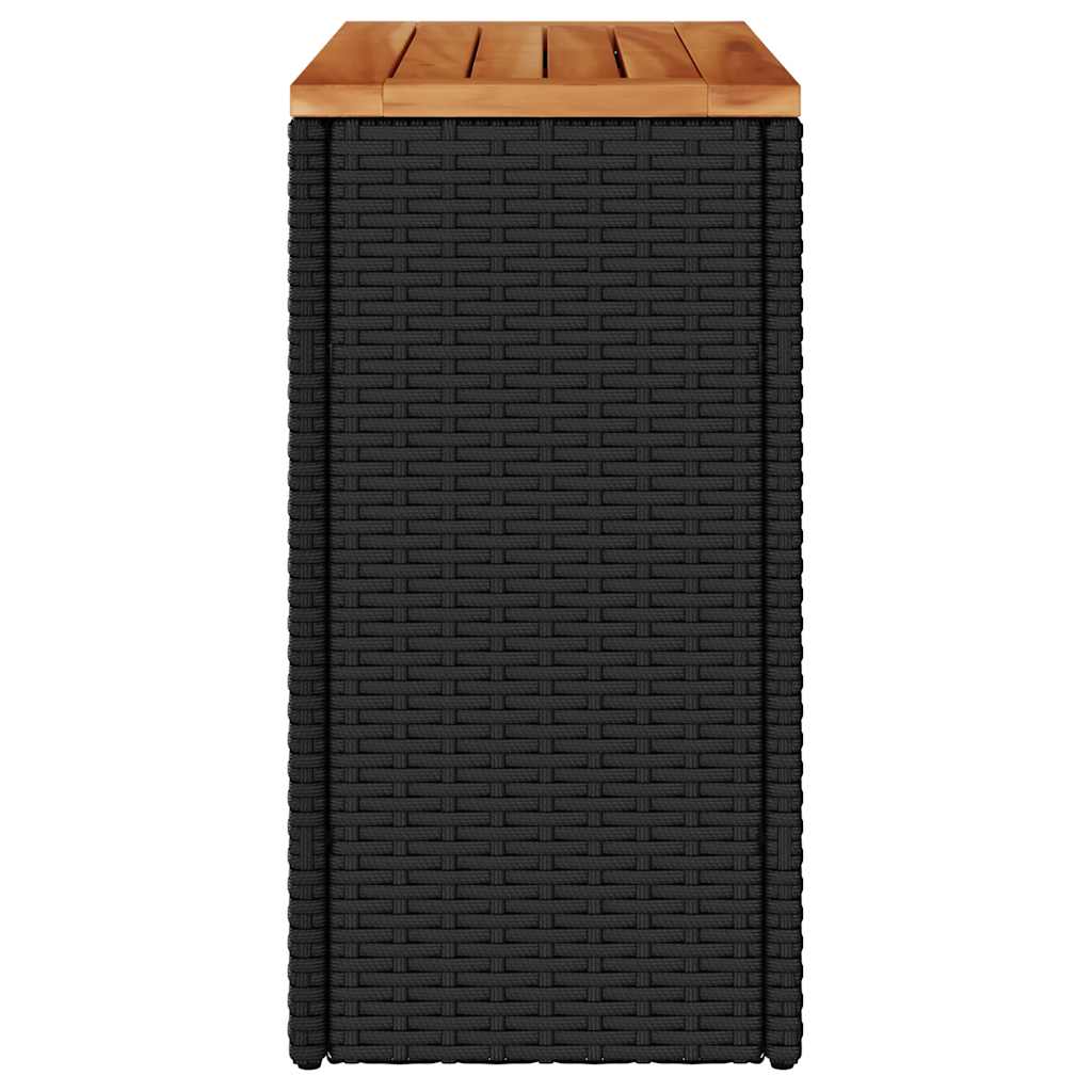 Garten-Beistelltisch mit Holzplatte Schwarz 58x27,5x55 cm