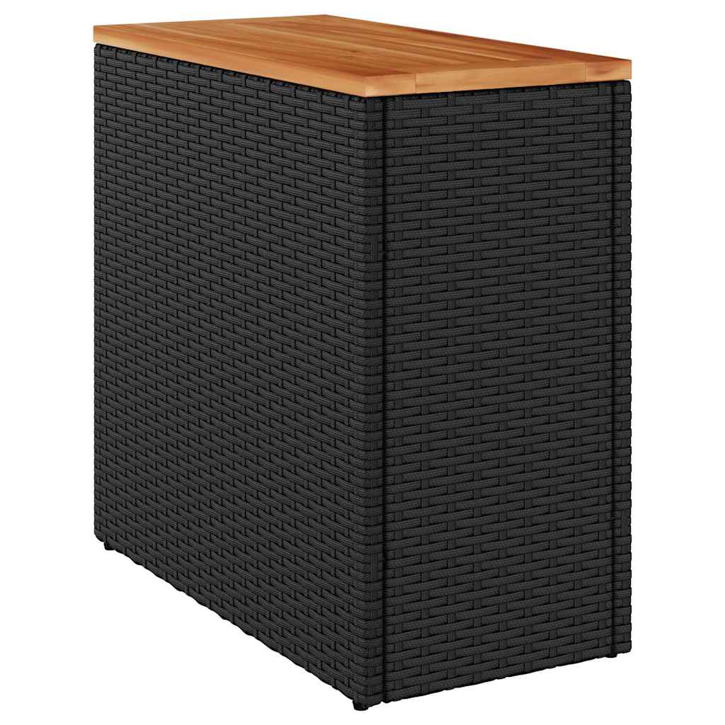 Garten-Beistelltisch mit Holzplatte Schwarz 58x27,5x55 cm