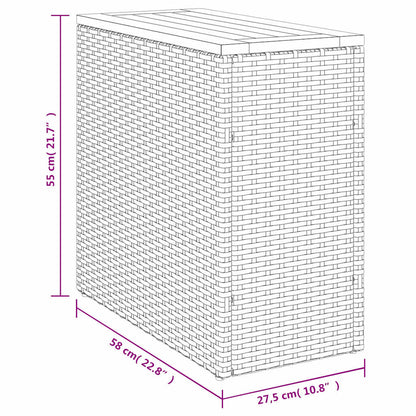 Garten-Beistelltisch mit Holzplatte Schwarz 58x27,5x55 cm