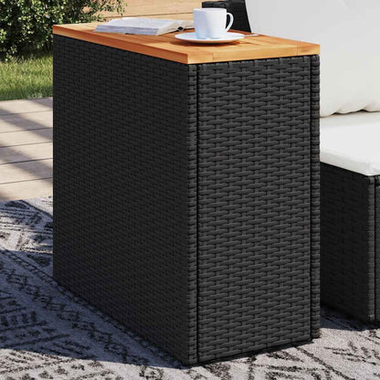 Garten-Beistelltisch mit Holzplatte Schwarz 58x27,5x55 cm