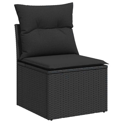Gartenstuhl ohne Armlehnen mit Kissen Schwarz Poly Rattan
