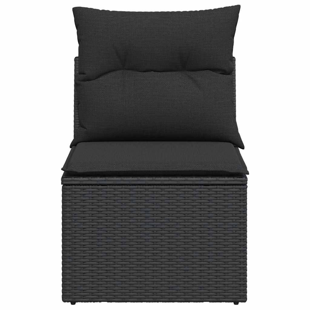 Gartenstuhl ohne Armlehnen mit Kissen Schwarz Poly Rattan