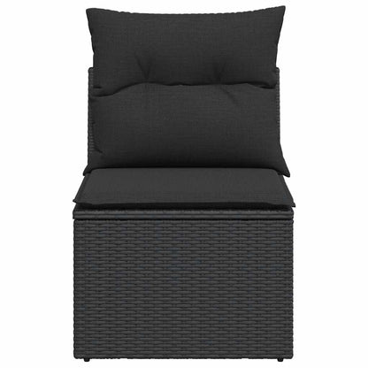 Gartenstuhl ohne Armlehnen mit Kissen Schwarz Poly Rattan