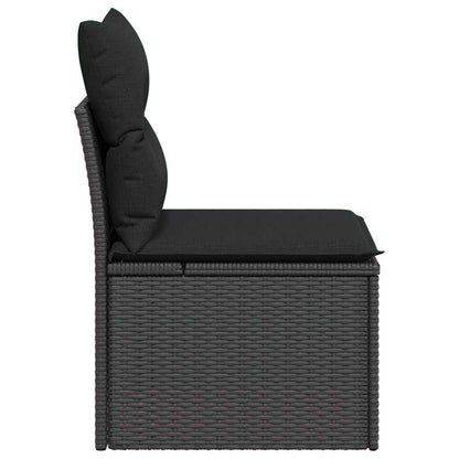 Gartenstuhl ohne Armlehnen mit Kissen Schwarz Poly Rattan