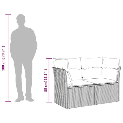 Gartensofa mit Kissen 2-Sitzer Schwarz Poly Rattan