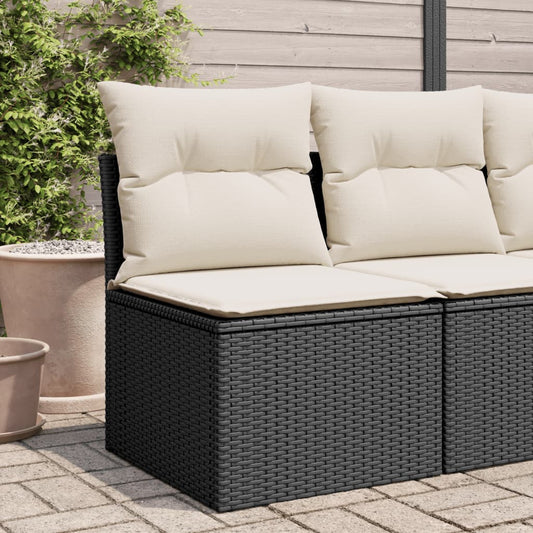 Gartensofa ohne Armlehnen mit Kissen Schwarz Poly Rattan