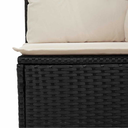 Gartensofa mit Kissen 2-Sitzer Schwarz Poly Rattan