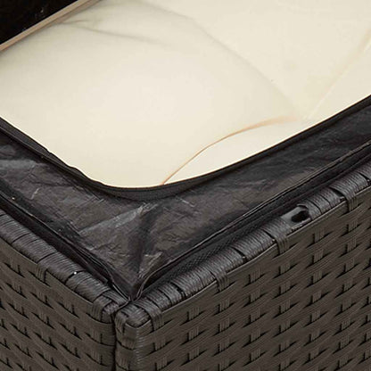 Gartensessel ohne Armlehnen mit Kissen Schwarz Poly Rattan