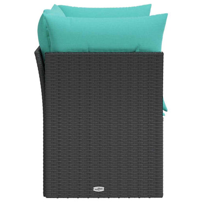 Gartensofa mit Kissen 2-Sitzer Schwarz Poly Rattan