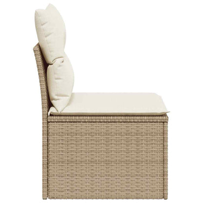 Gartensofa ohne Armlehnen mit Kissen Beige Poly Rattan