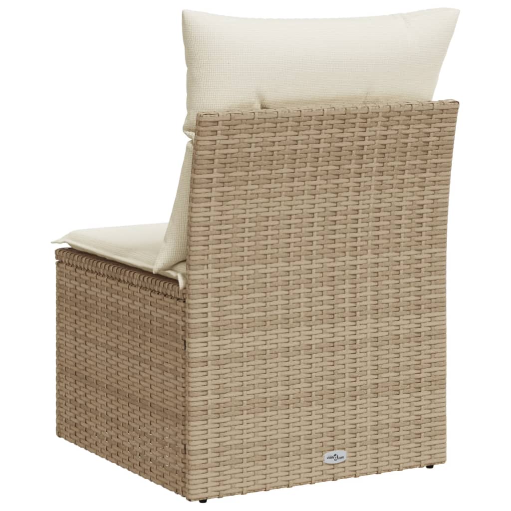 Gartensofa ohne Armlehnen mit Kissen Beige Poly Rattan