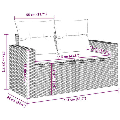 Gartensofa mit Kissen 2-Sitzer Beige Poly Rattan