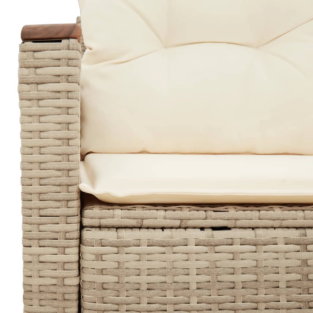 Gartensofa mit Kissen 2-Sitzer Beige Poly Rattan