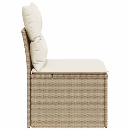 Gartensessel ohne Armlehnen mit Kissen Beige Poly Rattan