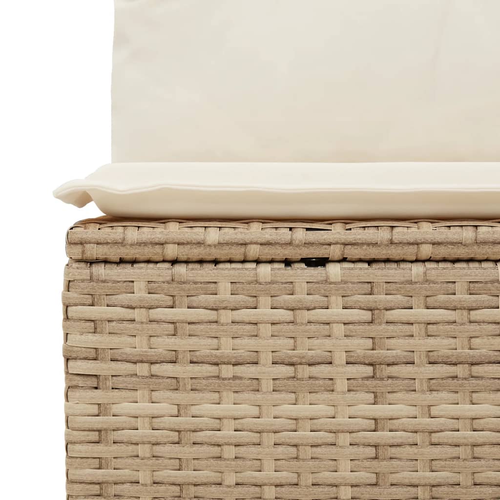 Gartensofa mit Kissen 3-Sitzer Beige Poly Rattan