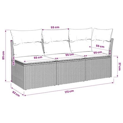 Gartensofa mit Kissen 3-Sitzer Beige Poly Rattan