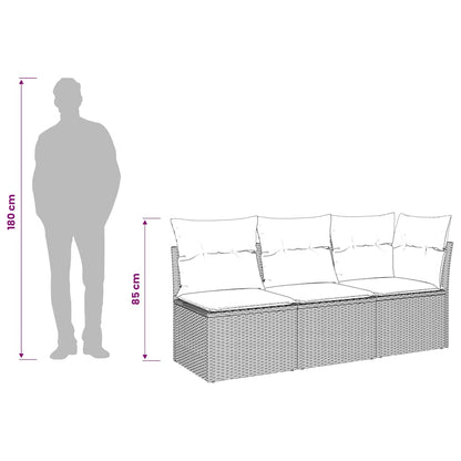 Gartensofa mit Kissen 3-Sitzer Beige Poly Rattan