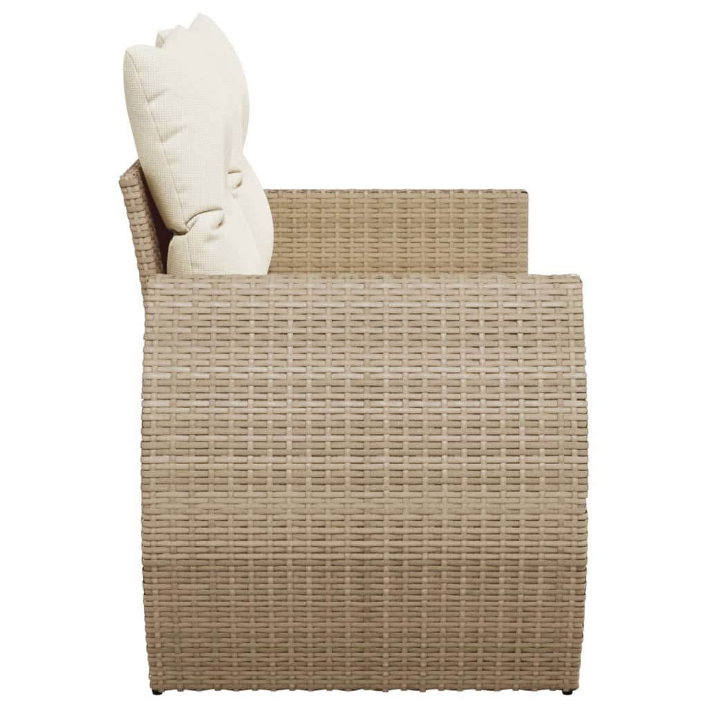 Gartensofa mit Kissen 2-Sitzer Beige Poly Rattan