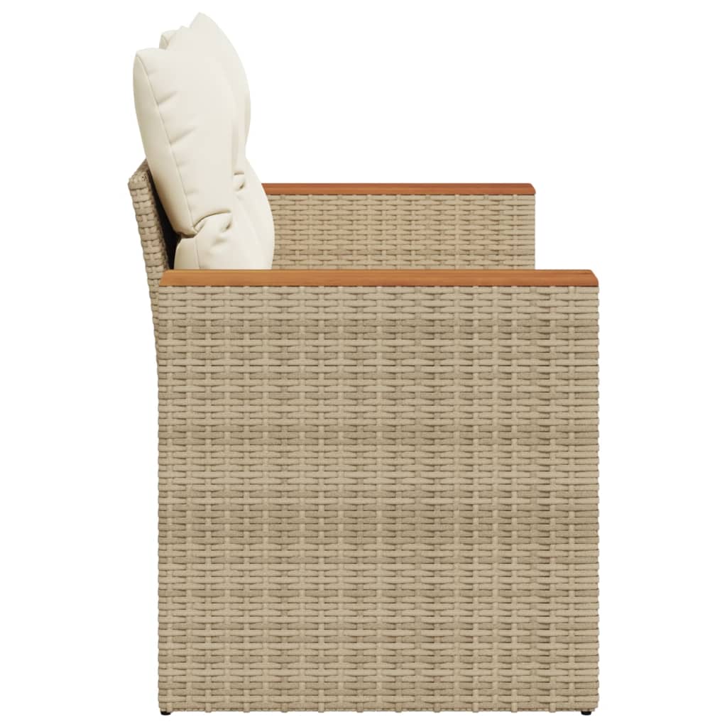 Gartensofa mit Kissen 2-Sitzer Beige Poly Rattan