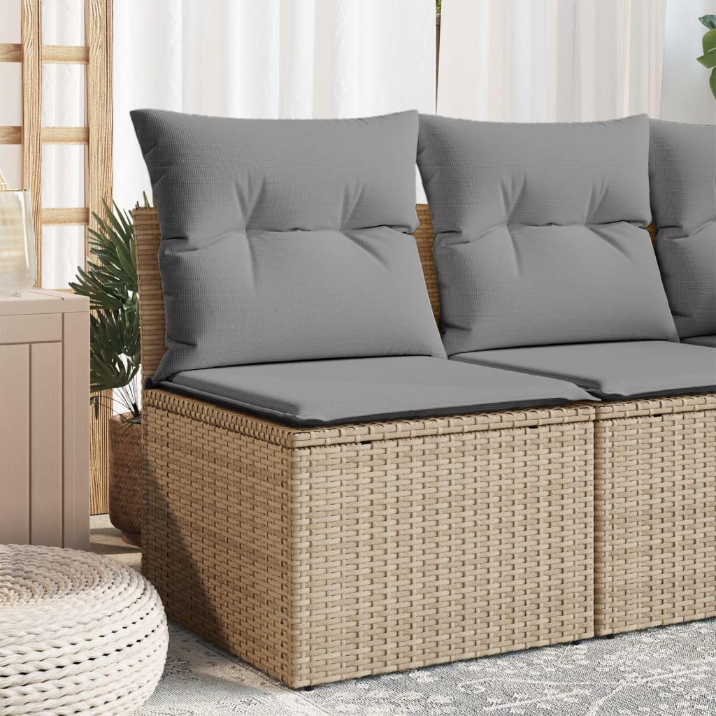 Canapé de jardin sans accoudoirs avec coussins en polyrotin beige