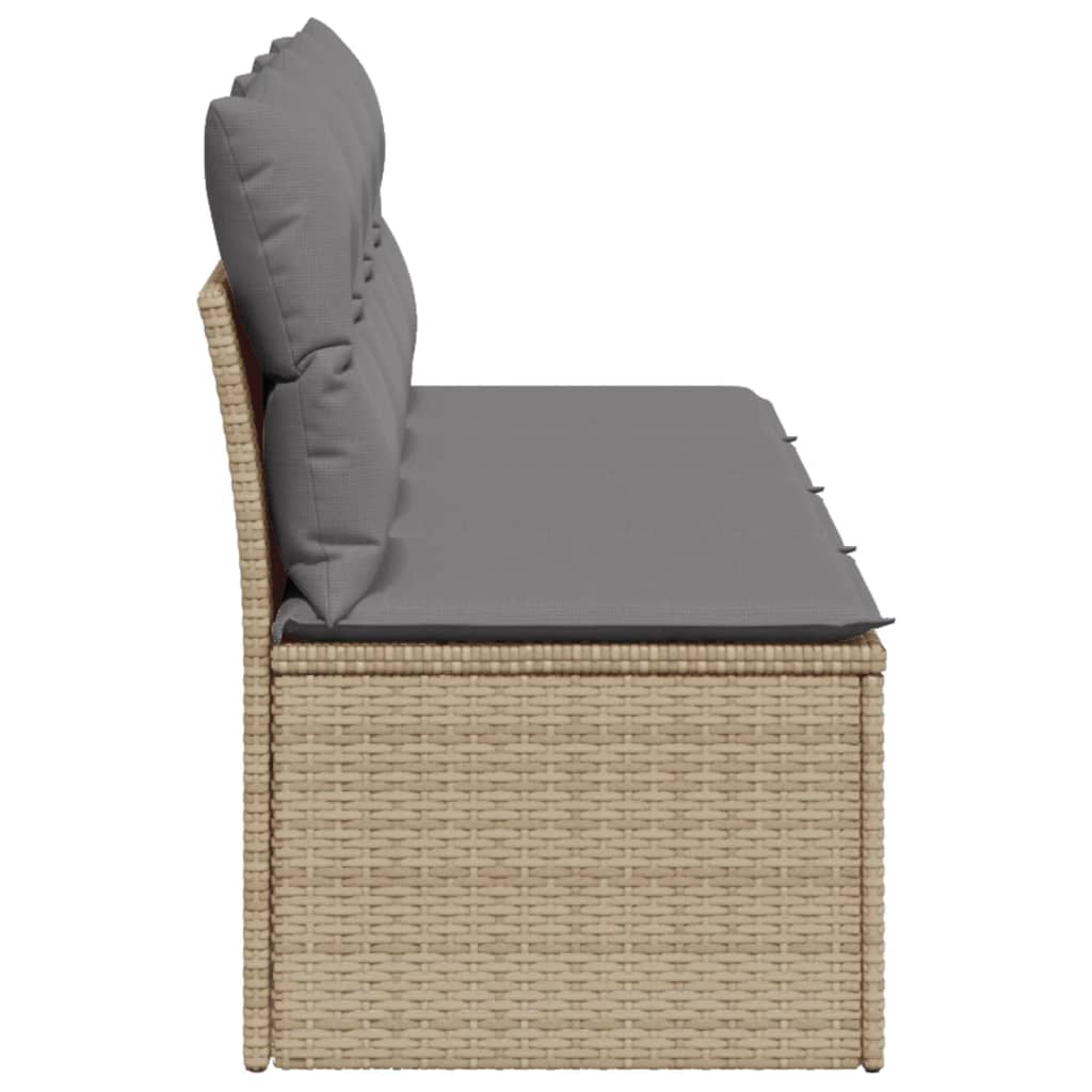 Gartensofa mit Kissen 4-Sitzer Beige Poly Rattan