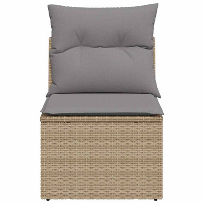 Gartensessel ohne Armlehnen mit Kissen Beige Poly Rattan