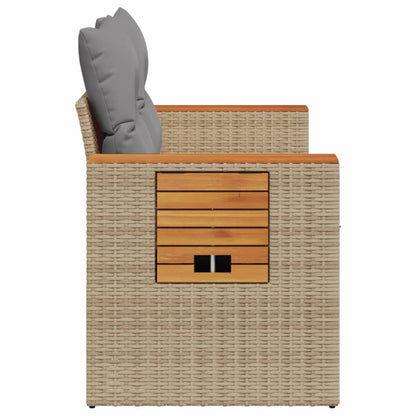 Gartensofa mit Kissen 2-Sitzer Beige Poly Rattan