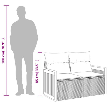 Gartensofa mit Kissen 2-Sitzer Beige Poly Rattan