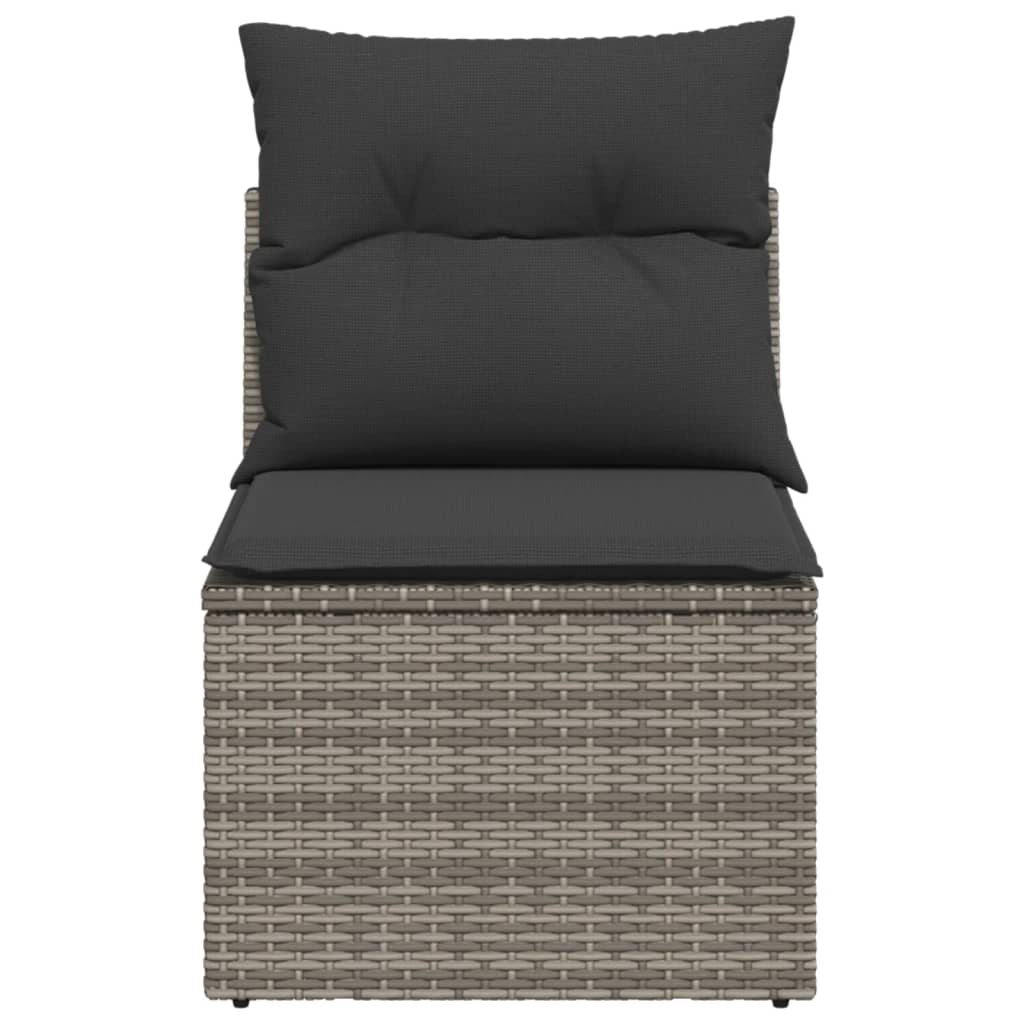 Gartensofa ohne Armlehnen mit Kissen Grau Poly Rattan