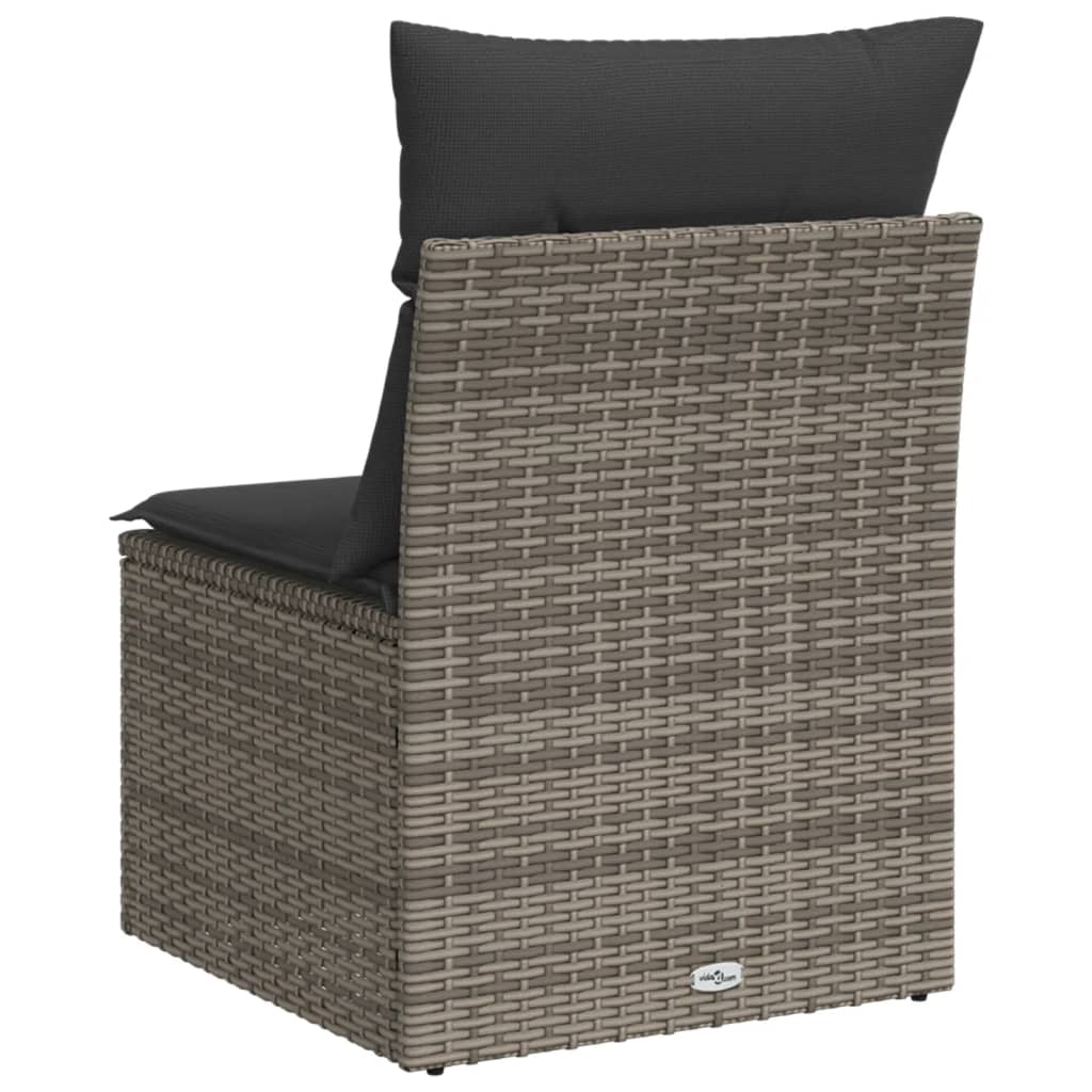 Gartensofa ohne Armlehnen mit Kissen Grau Poly Rattan