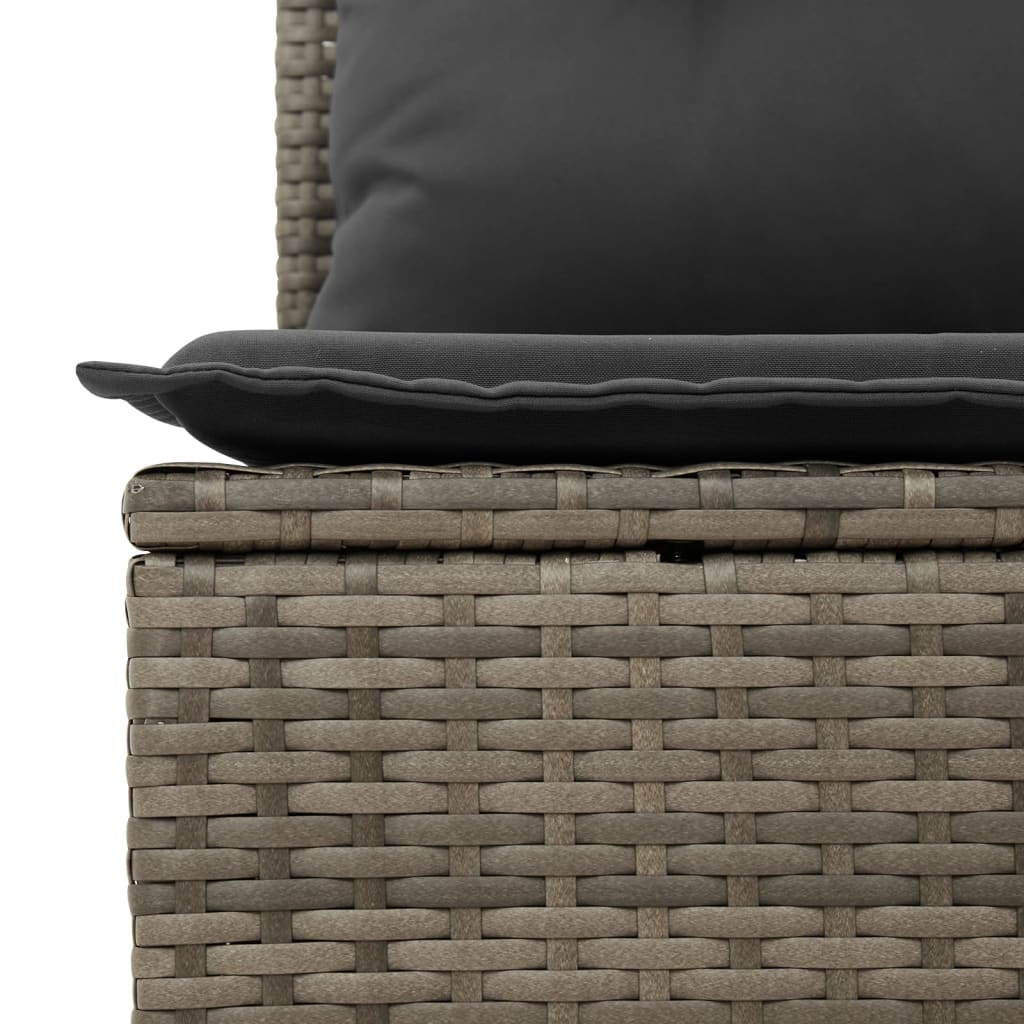 Gartensofa ohne Armlehnen mit Kissen Grau Poly Rattan