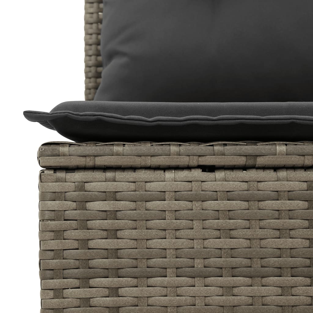 Gartensofa mit Kissen 4-Sitzer Grau Poly Rattan