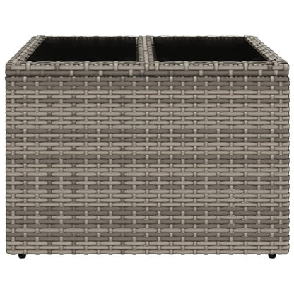Gartentisch mit Glasplatte Grau 55x55x37 cm Poly Rattan