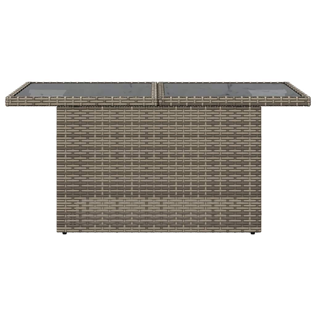 Gartentisch mit Glasplatte Grau 100x55x73 cm Poly Rattan