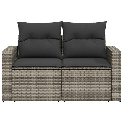 Gartensofa 2-Sitzer mit Kissen Grau Poly Rattan